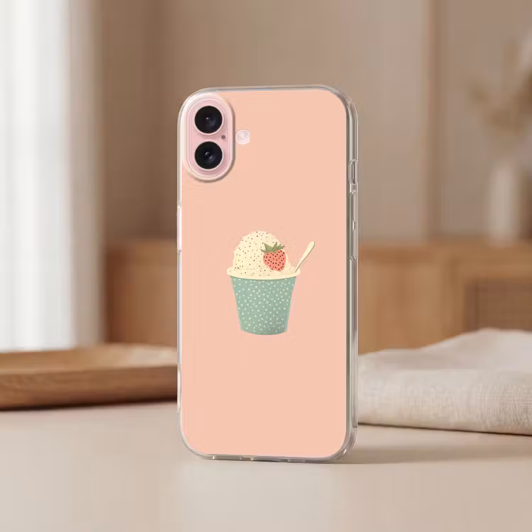 Telefoonhoesje - Bakje - Ijs - Aardbei - Roze — 3