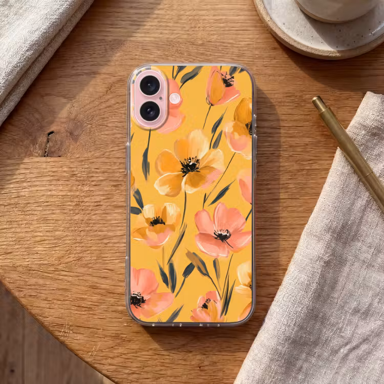 Telefoonhoesje - Bloemen - Geschilderd - Geel — 2