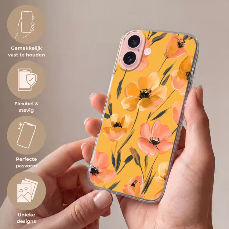 Telefoonhoesje - Bloemen - Geschilderd - Geel — 4