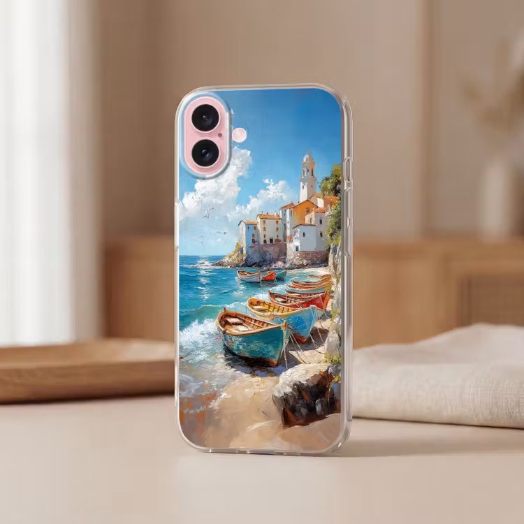 Telefoonhoesje - Boten - Rotsen - Zee - Zon — 3