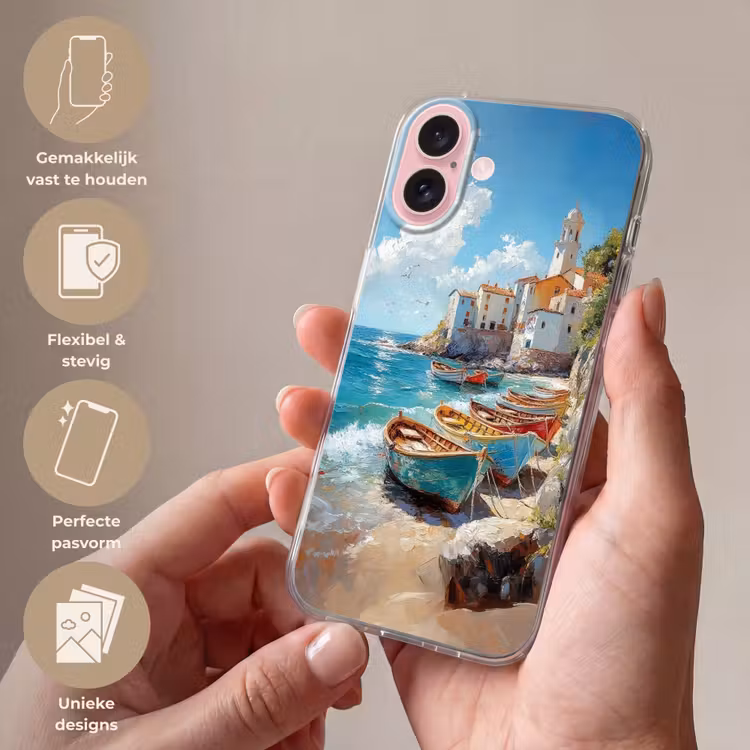 Telefoonhoesje - Boten - Rotsen - Zee - Zon — 4
