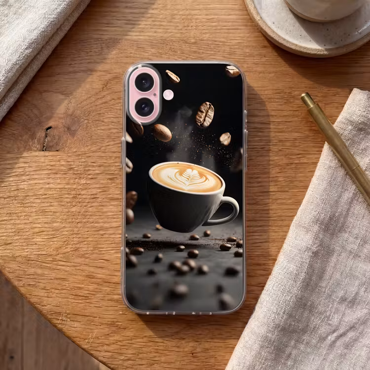 Telefoonhoesje - Cappuccino - Kop - Bonen - Bruin — 2