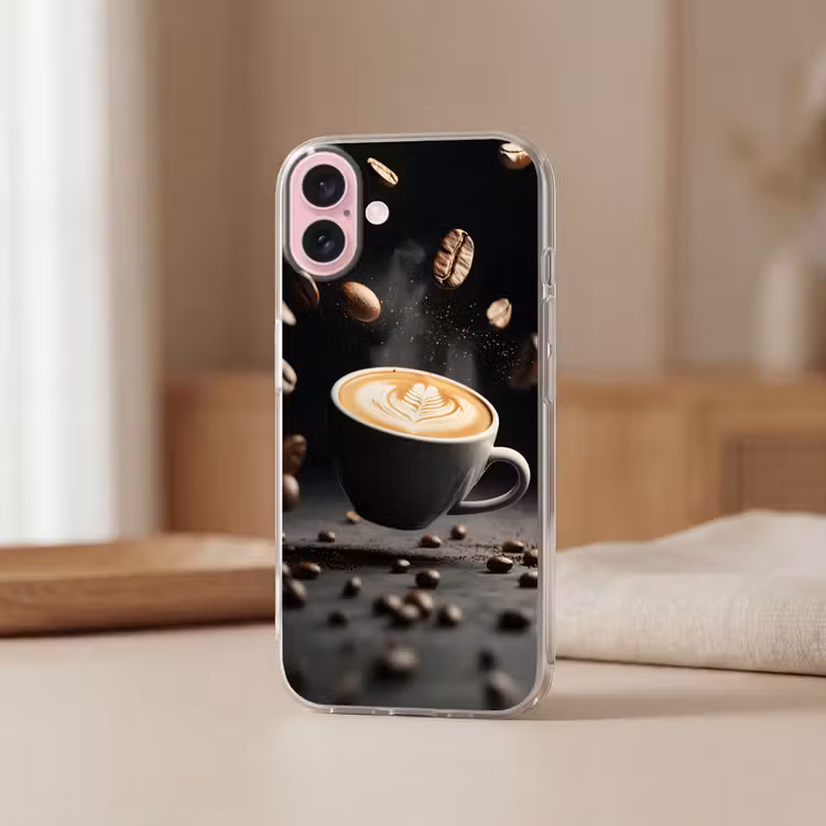 Telefoonhoesje - Cappuccino - Kop - Bonen - Bruin — 3