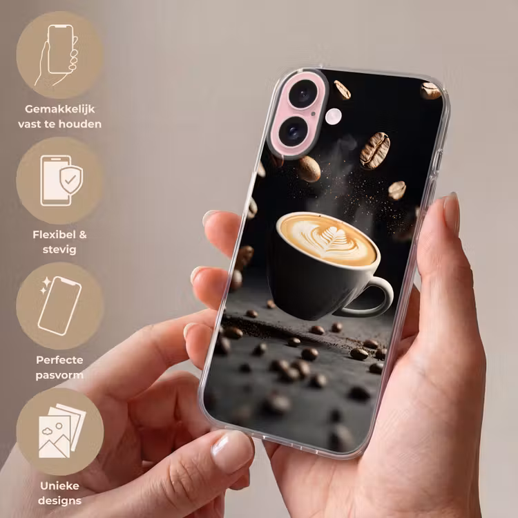 Telefoonhoesje - Cappuccino - Kop - Bonen - Bruin — 4