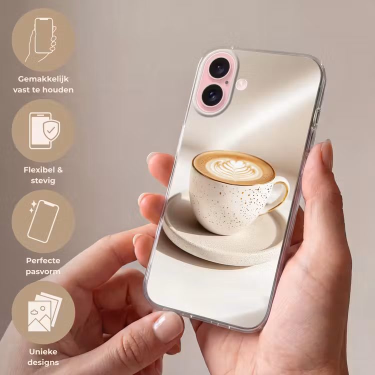 Telefoonhoesje - Cappuccino - Schuim - Schotel - Beige — 4