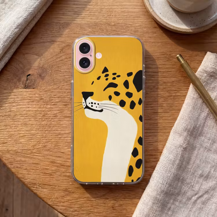 Telefoonhoesje - Cheetah - Illustratie - Geel — 2
