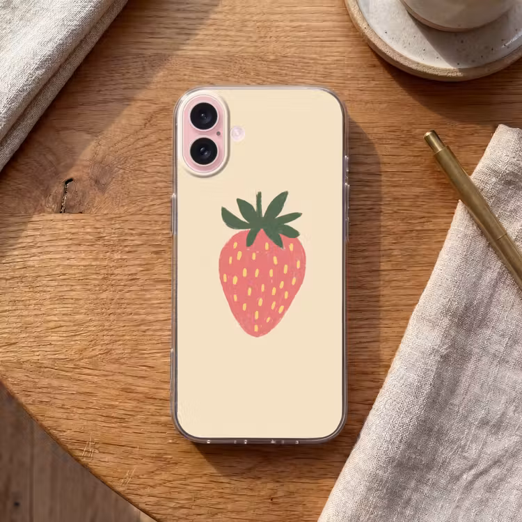 Telefoonhoesje - Aardbei - Minimalistisch - Rood - Fruit — 2