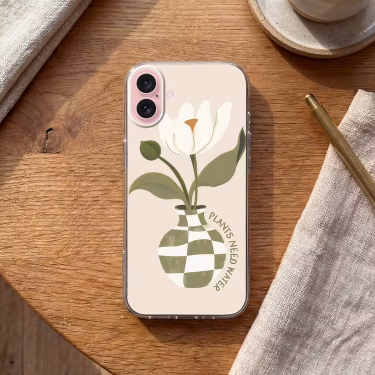 Telefoonhoesje - Bloem - Wit - Vaas - Quote — 2