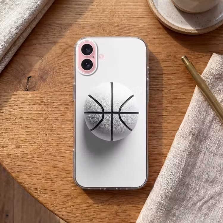 Telefoonhoesje - Basketbal - Wit - Schaduw - Lijnen — 2