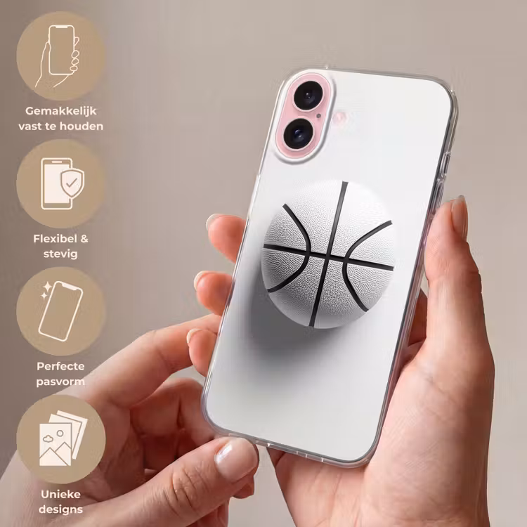 Telefoonhoesje - Basketbal - Wit - Schaduw - Lijnen — 4