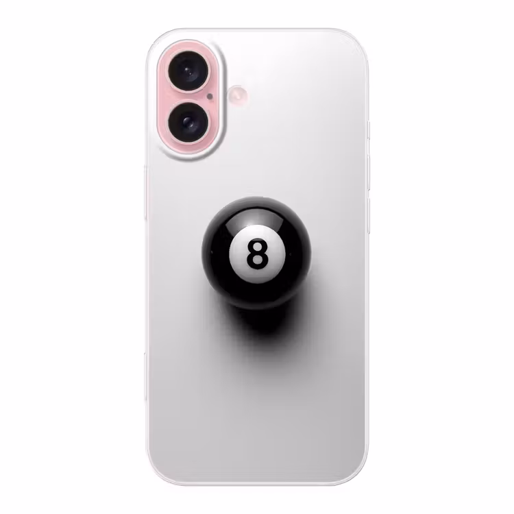 Telefoonhoesje - Biljartbal - Getal - Acht - Wit — 1
