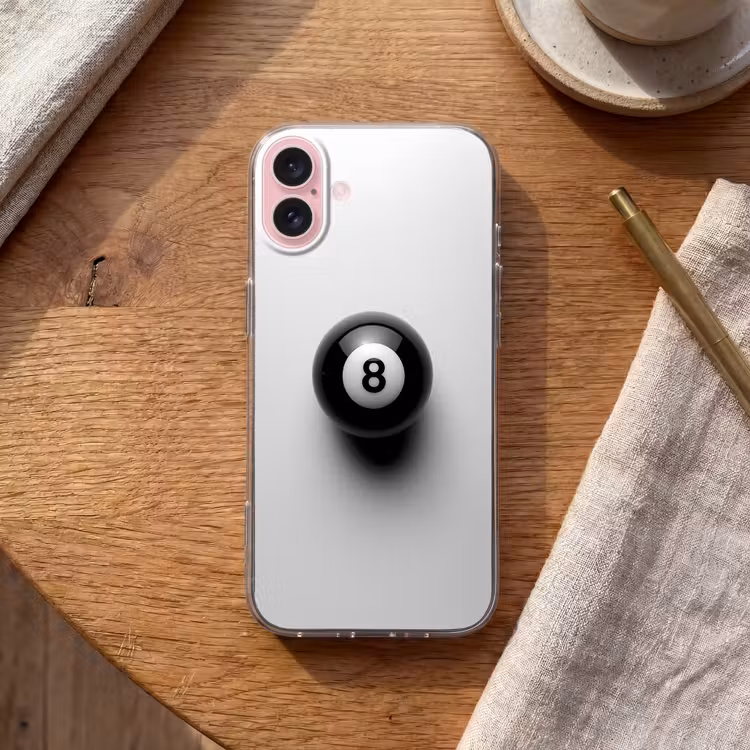Telefoonhoesje - Biljartbal - Getal - Acht - Wit — 2