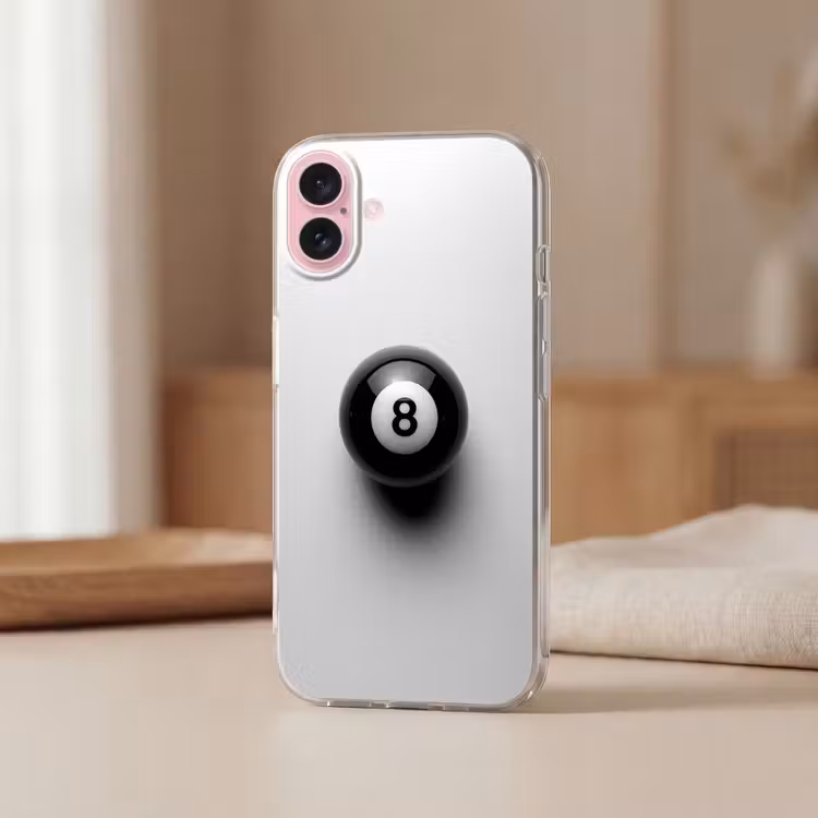 Telefoonhoesje - Biljartbal - Getal - Acht - Wit — 3