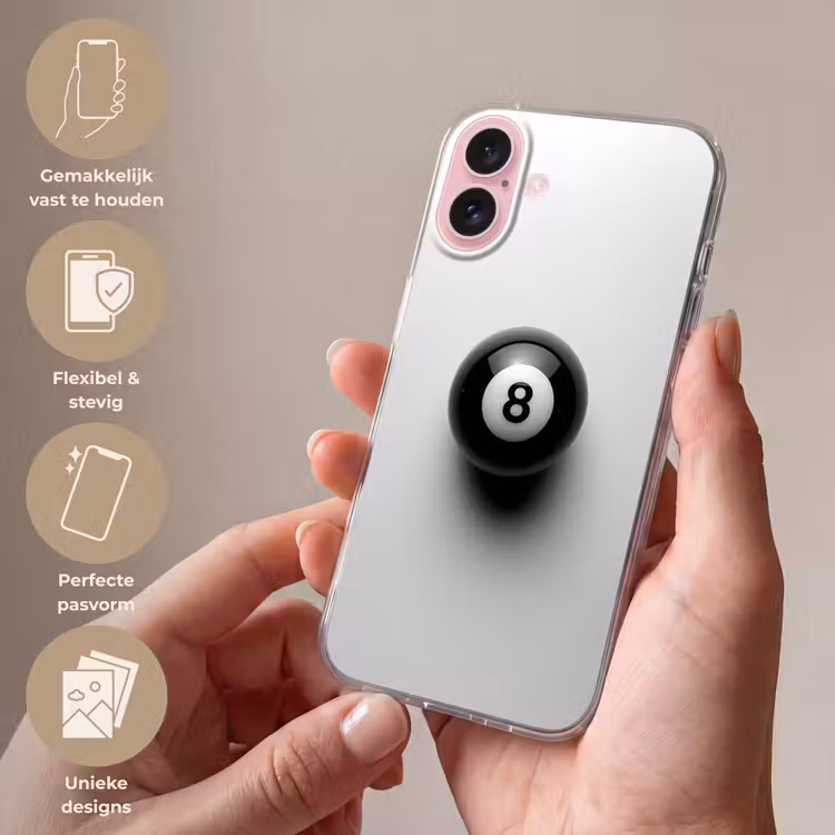 Telefoonhoesje - Biljartbal - Getal - Acht - Wit — 4