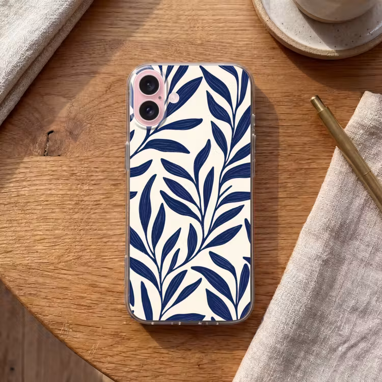Telefoonhoesje - Bladeren - Klimop - Donkerblauw — 2