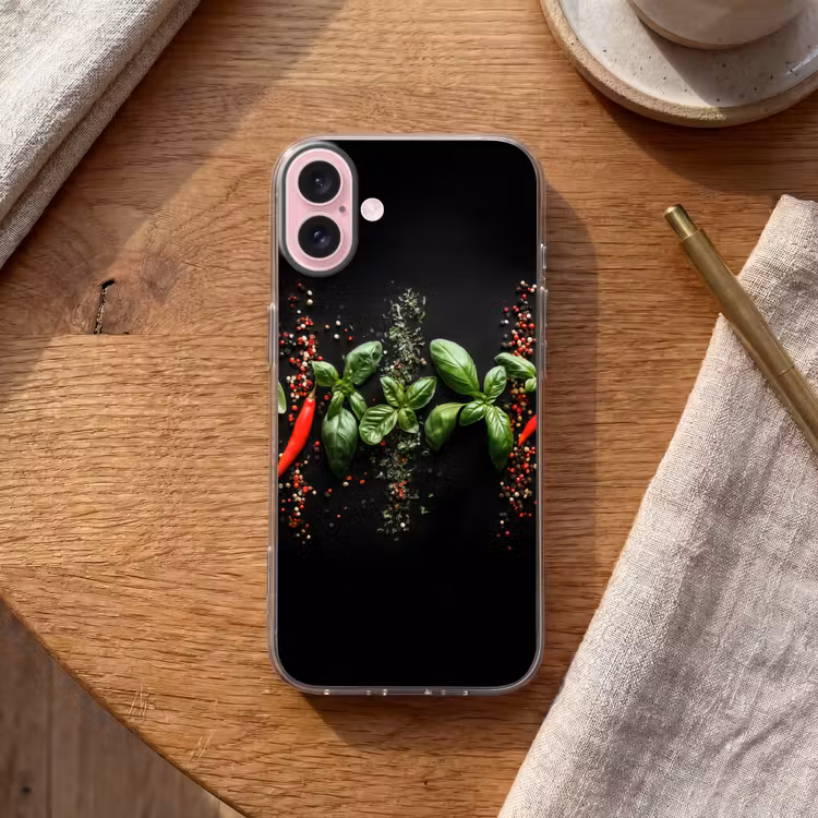 Telefoonhoesje - Chilipepers - Basilicum - Blaadjes - Rood — 2