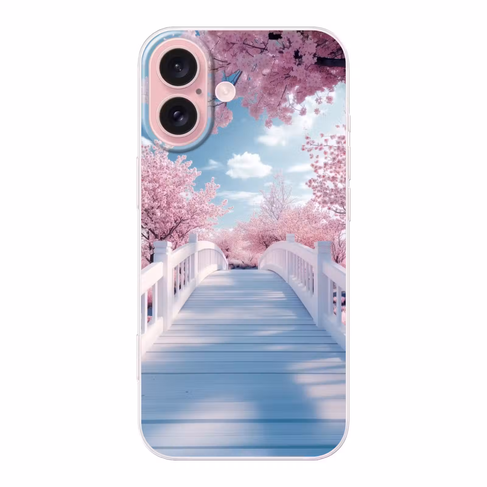 Telefoonhoesje - Brug - Kersenbomen - Wit — 1