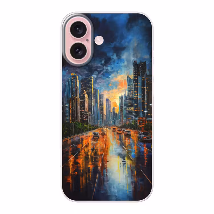 Telefoonhoesje - Auto - Skyline - Zon - Blauw — 1