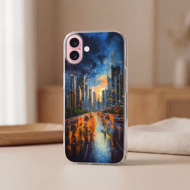 Telefoonhoesje - Auto - Skyline - Zon - Blauw — 3