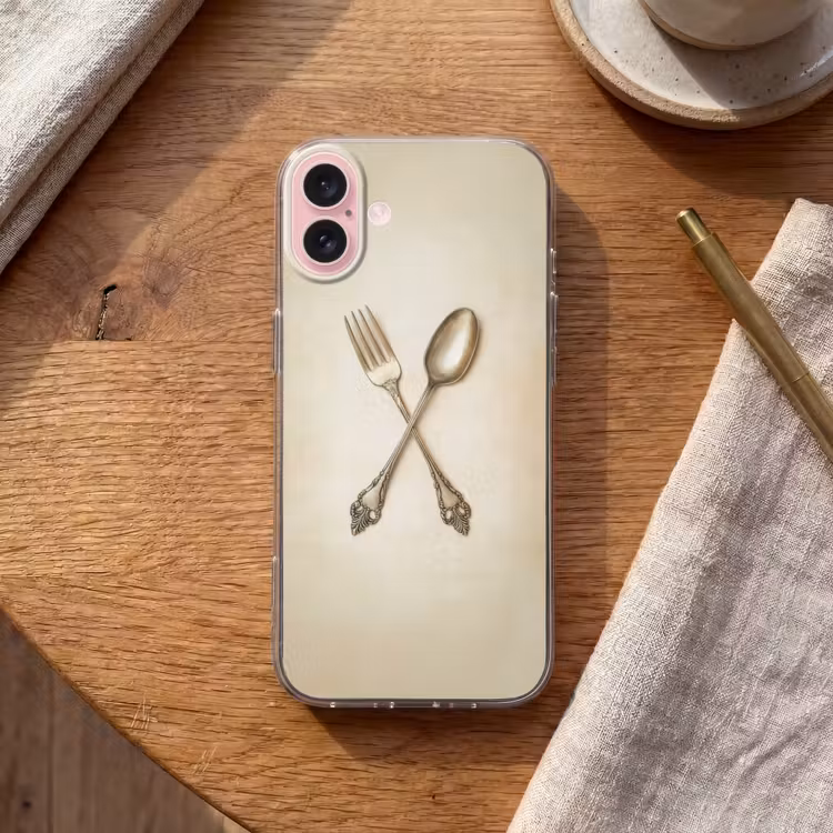 Telefoonhoesje - Beige - Vintage - Bestek — 2