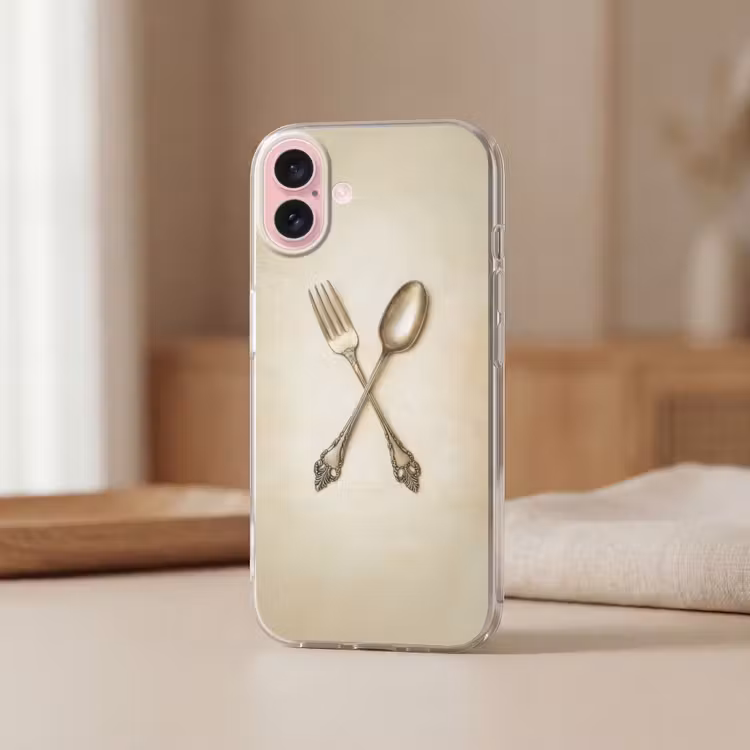 Telefoonhoesje - Beige - Vintage - Bestek — 3