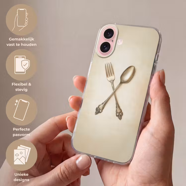 Telefoonhoesje - Beige - Vintage - Bestek — 4