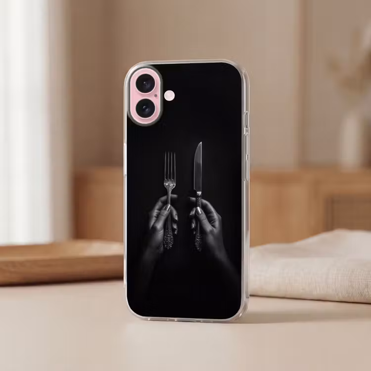 Telefoonhoesje - Bestek - Zwart - Wit — 3