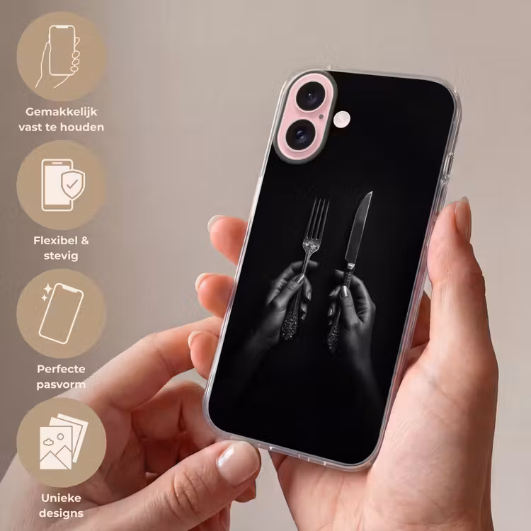 Telefoonhoesje - Bestek - Zwart - Wit — 4