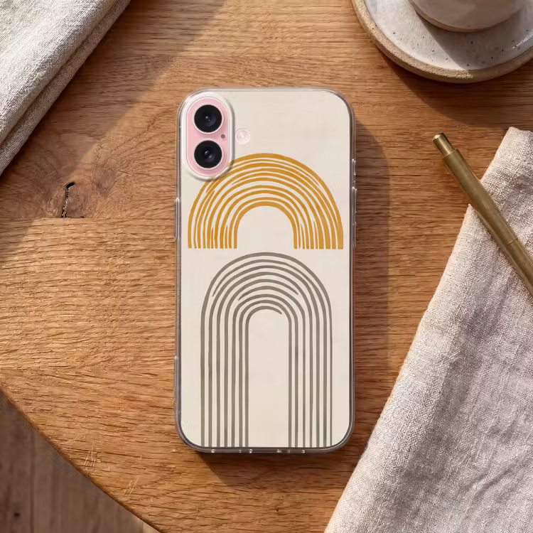 Telefoonhoesje - Bogen - Lijnen - Oranje - Minimalistisch — 2