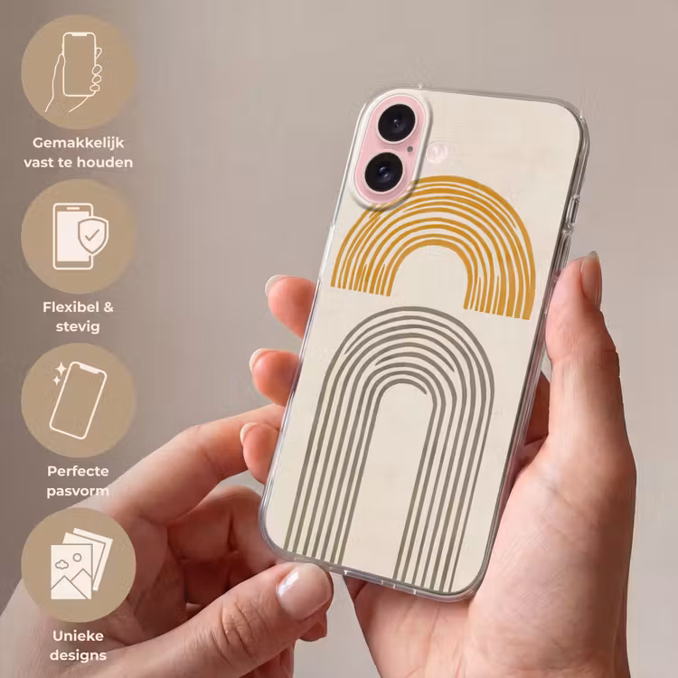Telefoonhoesje - Bogen - Lijnen - Oranje - Minimalistisch — 4