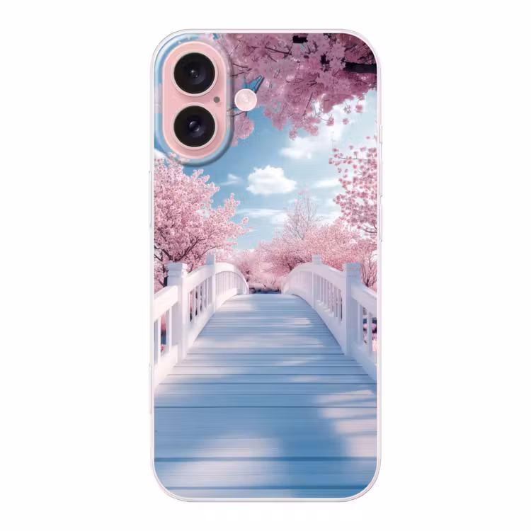 Telefoonhoesje - Brug - Kersenbomen - Wit — 1