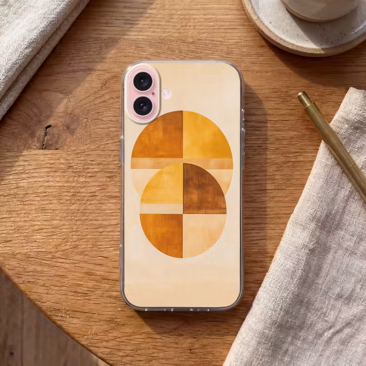 Telefoonhoesje - Cirkels - Geel - Minimalistisch — 2