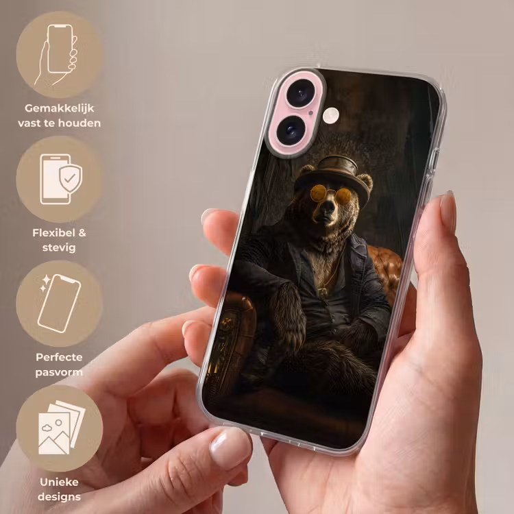 Telefoonhoesje - Beer - Bruin - Pak - Hoed — 4