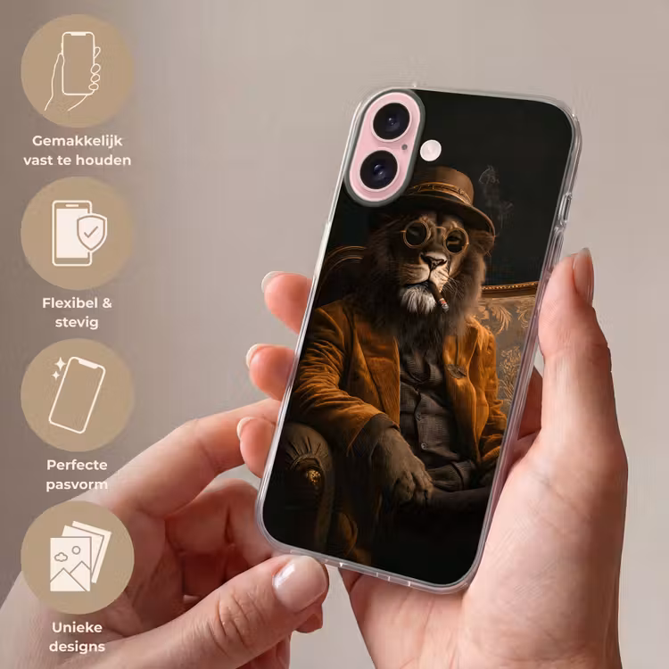 Telefoonhoesje - Bril - Leeuw - Bank - Hoed — 4
