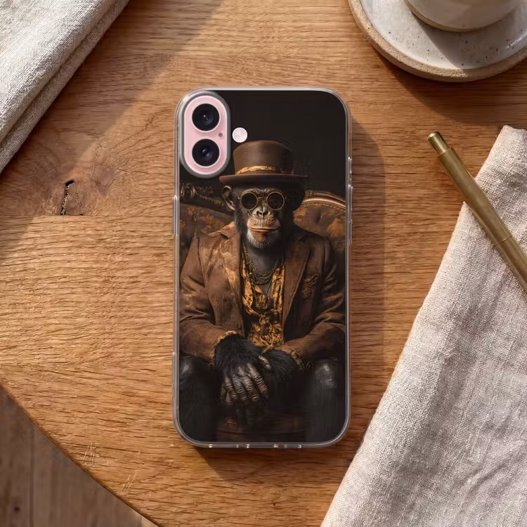 Telefoonhoesje - Chimpansee - Stoel - Pak - Bruin — 2