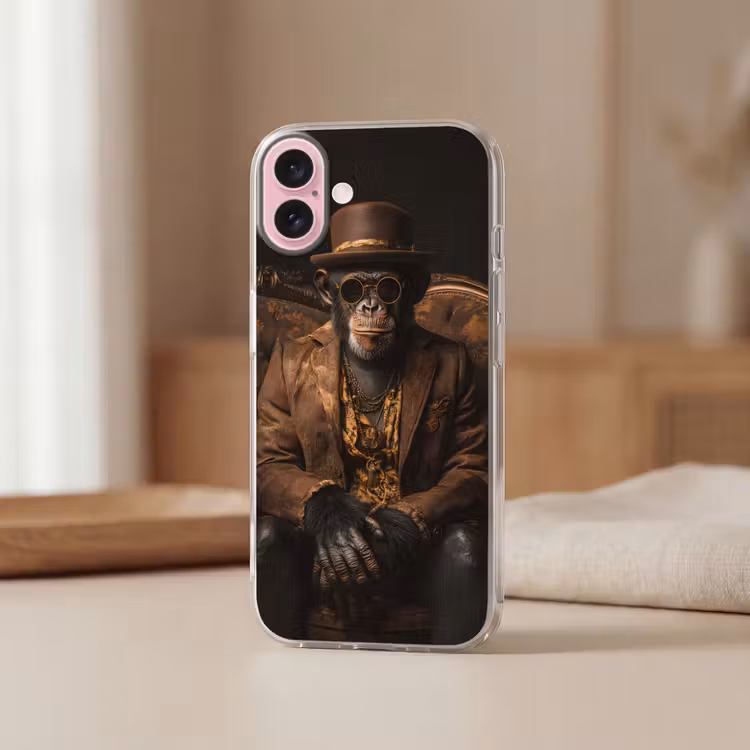 Telefoonhoesje - Chimpansee - Stoel - Pak - Bruin — 3