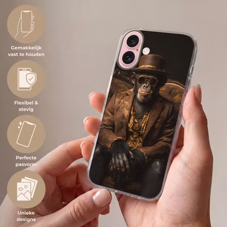 Telefoonhoesje - Chimpansee - Stoel - Pak - Bruin — 4