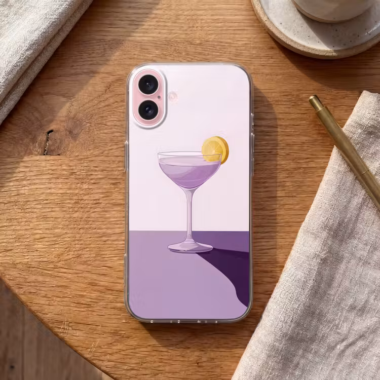 Telefoonhoesje - Cocktail - Paars - Minimalistisch - Citroen — 2
