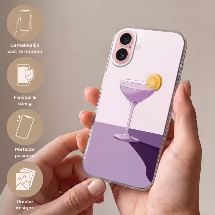 Telefoonhoesje - Cocktail - Paars - Minimalistisch - Citroen — 4