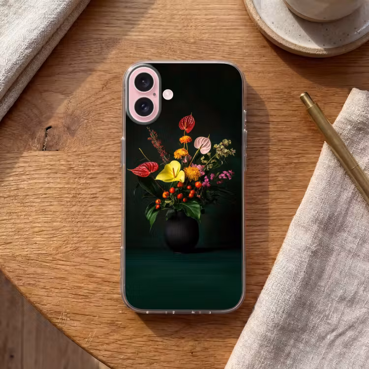 Telefoonhoesje - Bloemen - Vaas - Zwart — 2