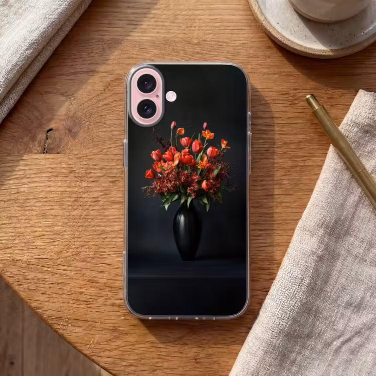 Telefoonhoesje - Boeket - Tulpen - Vaas - Rood — 2