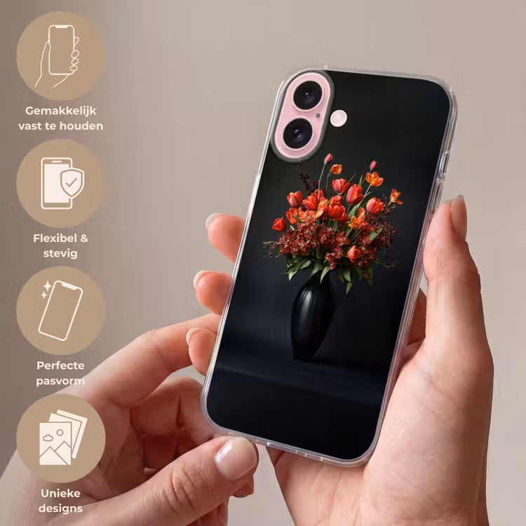 Telefoonhoesje - Boeket - Tulpen - Vaas - Rood — 4