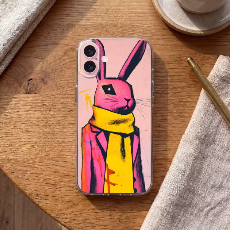 Telefoonhoesje - Abstract - Konijn - Sjaal - Geel — 2
