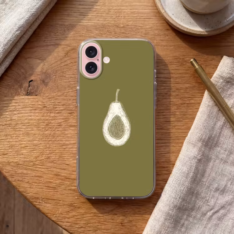 Telefoonhoesje - Avocado - Minimalistisch - Illustratie - Groen — 2