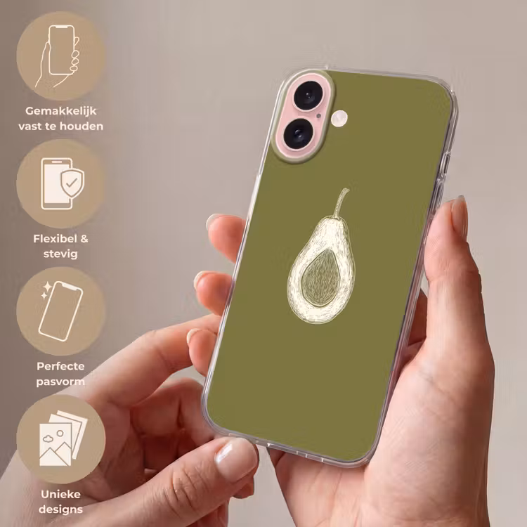 Telefoonhoesje - Avocado - Minimalistisch - Illustratie - Groen — 4