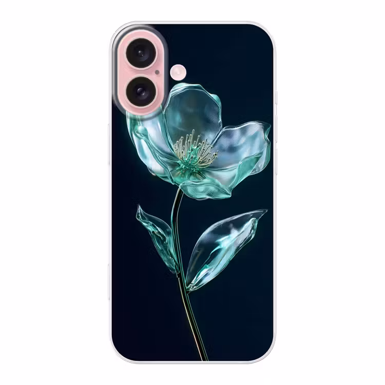 Telefoonhoesje - Bladeren - Bloem - Glazen - Donkerblauw — 1