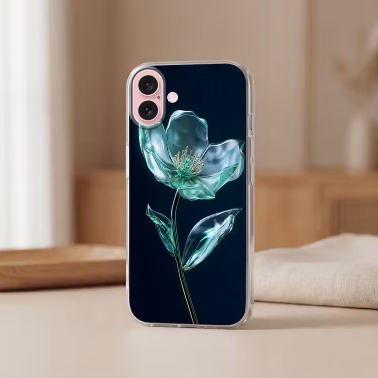 Telefoonhoesje - Bladeren - Bloem - Glazen - Donkerblauw — 3