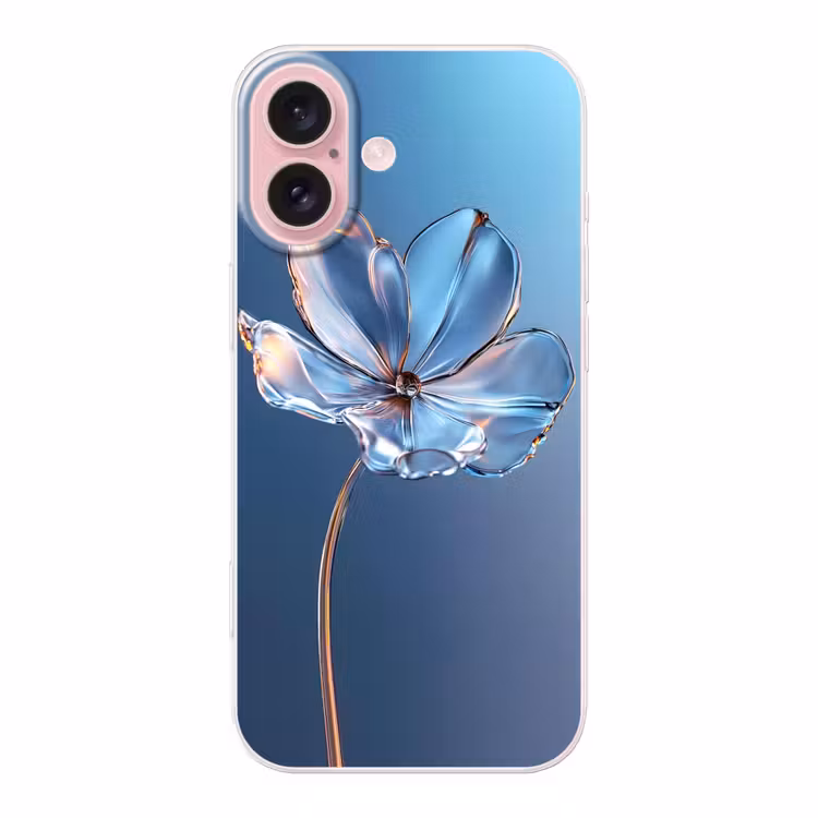 Telefoonhoesje - Blauw - Bloem - Glazen - Sierlijk — 1