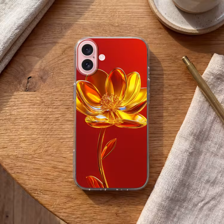 Telefoonhoesje - Bloem - Goud - Glazen — 2