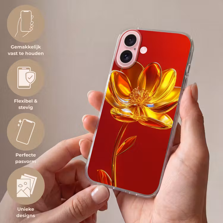 Telefoonhoesje - Bloem - Goud - Glazen — 4